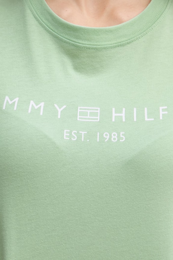 Tommy Hilfiger t-shirt γυναικείο βαμβακερό WW0WW40276 πράσινο