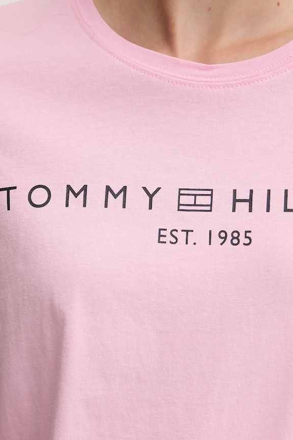 Tommy Hilfiger t-shirt da donna in cotone rosa WW0WW40276