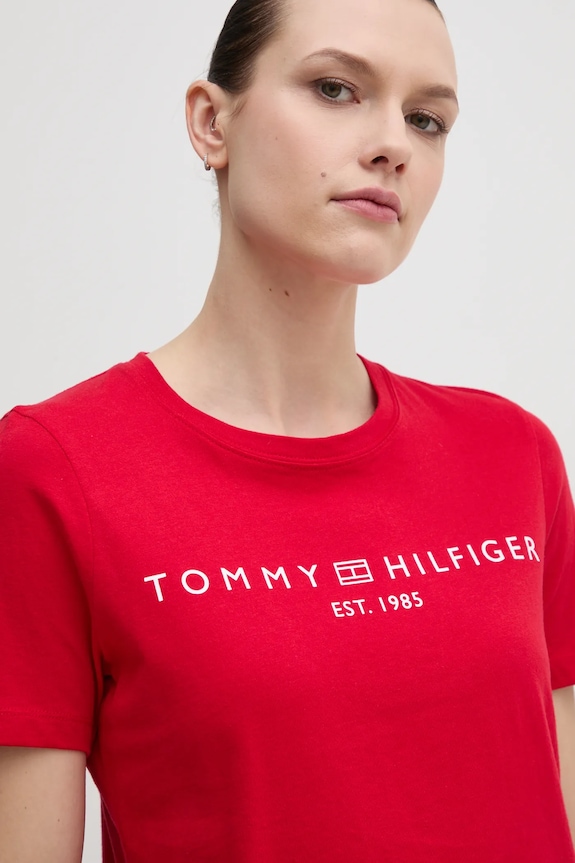 Abbigliamento Tommy Hilfiger t-shirt da donna in cotone WW0WW40276 rosso