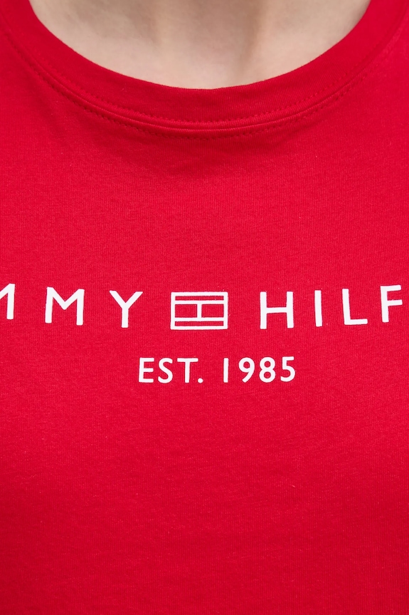 Tommy Hilfiger t-shirt da donna in cotone rosso WW0WW40276