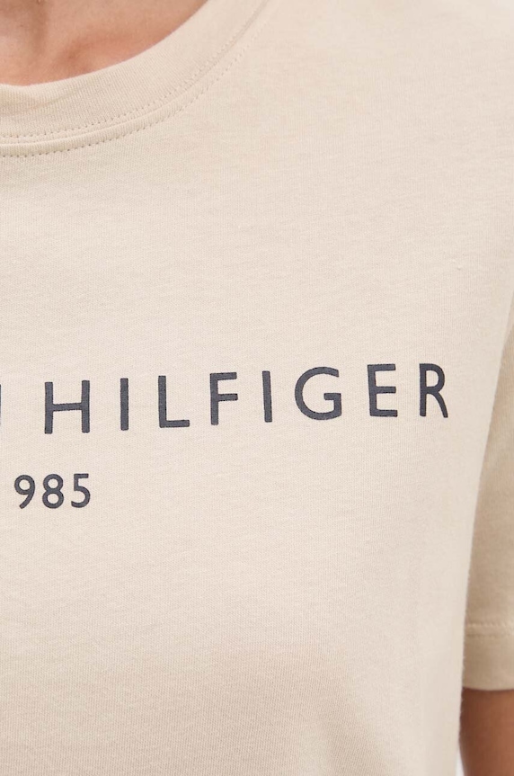 Tommy Hilfiger T-shirt damski bawełniany beżowy WW0WW40276