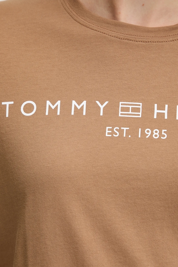 Tommy Hilfiger t-shirt da donna in cotone marrone WW0WW40276