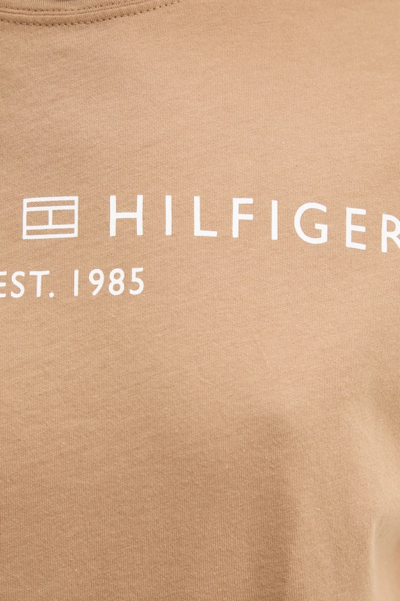 Tommy Hilfiger Kratka majica ženska bombažna WW0WW40276 rjava