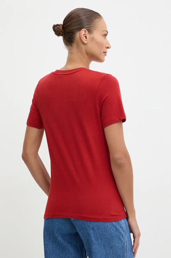 Tommy Hilfiger t-shirt da donna in cotone WW0WW40276 granata SS26