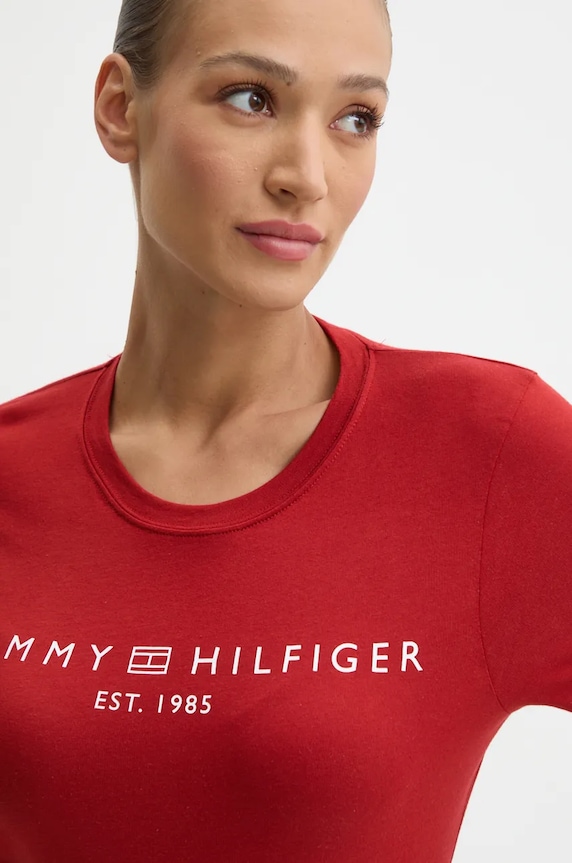 Abbigliamento Tommy Hilfiger t-shirt da donna in cotone WW0WW40276 granata