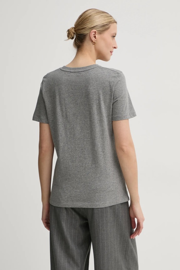 Ρούχα Tommy Hilfiger T-shirt γυναικείο βαμβακερό WW0WW40276 γκρί