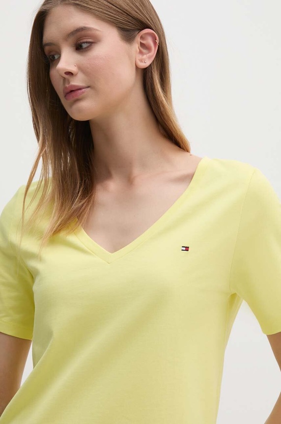 Bavlnené tričko Tommy Hilfiger jednofarebný žltá WW0WW39781