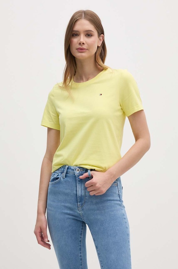 Tommy Hilfiger t-shirt bawełniany żółty WW0WW39848
