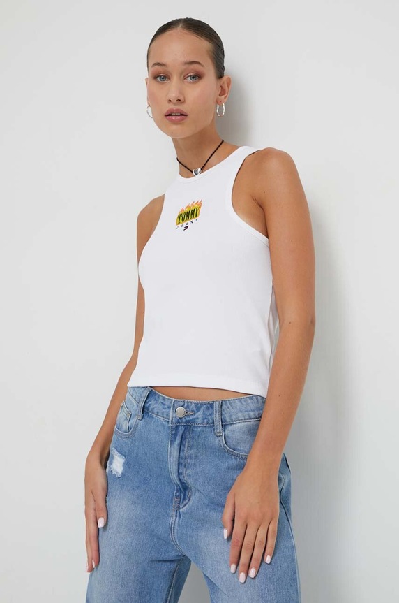 Top Tommy Jeans slim bijela DW0DW16847