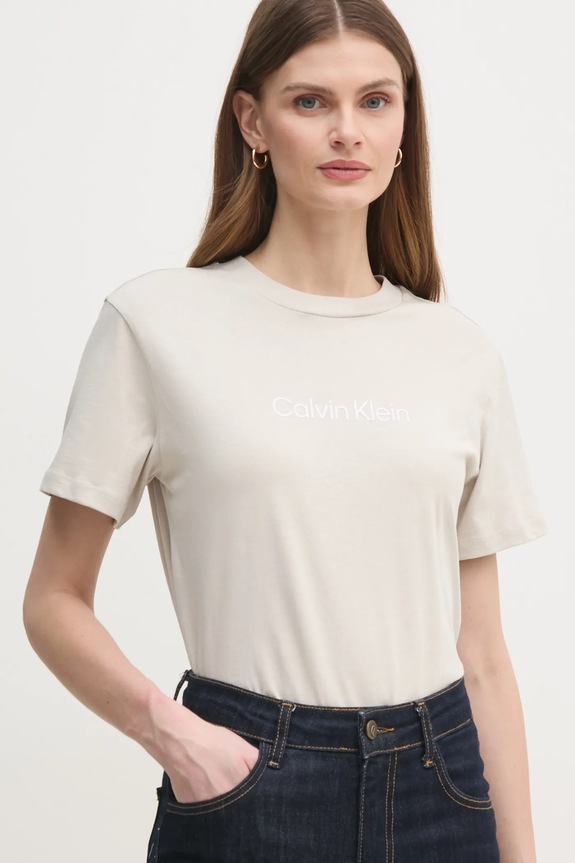 Bavlnené tričko Calvin Klein béžová K20K205448