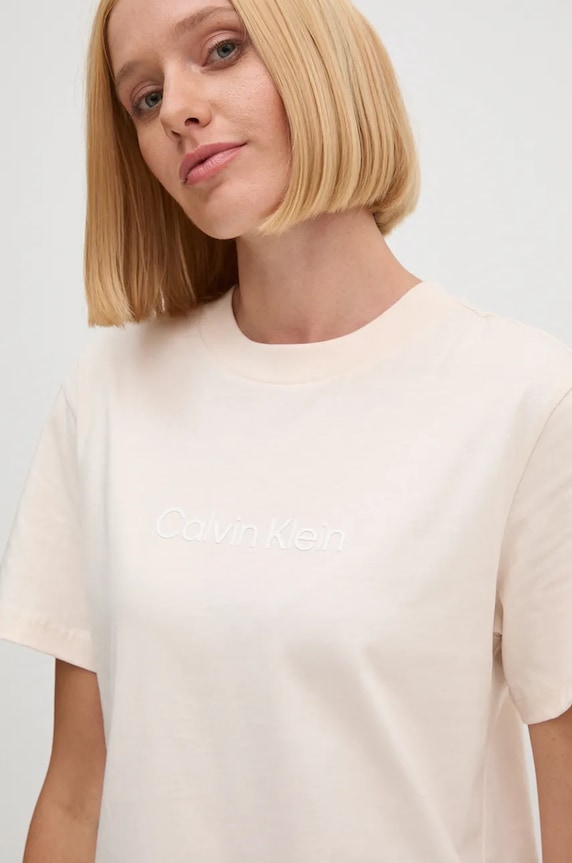 Bavlnené tričko Calvin Klein relaxed béžová K20K205448