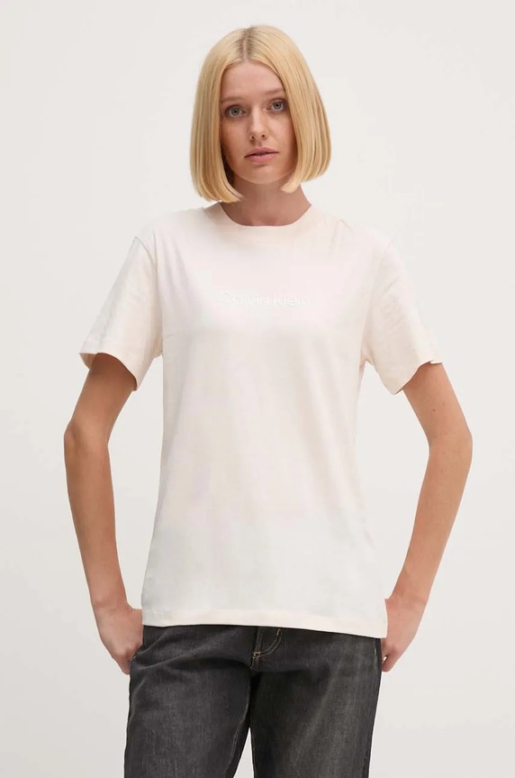 Bavlnené tričko Calvin Klein béžová K20K205448