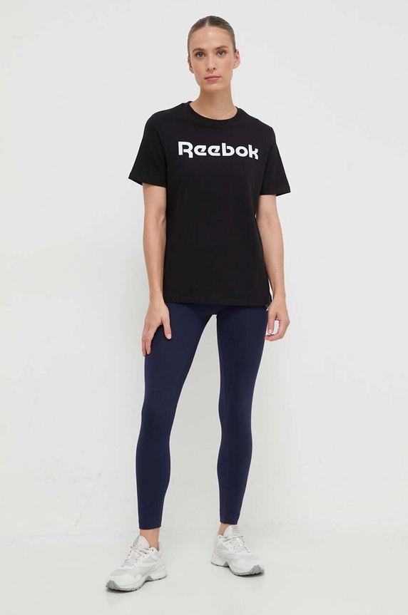 Reebok pamut póló 100073083 fekete AW23