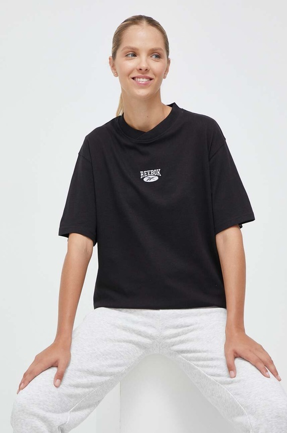Reebok Classic pamut póló ARCHIVE ESSENTIALS pamut fekete 100036332