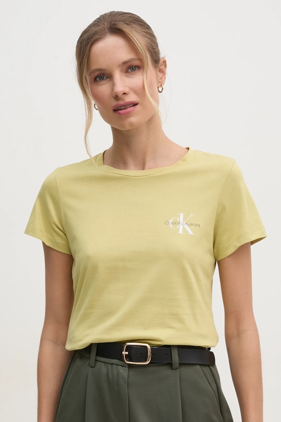 Памучна тениска Calvin Klein Jeans (2 броя) J20J219734 жълт SS25