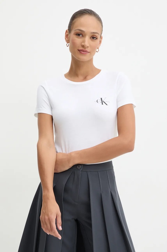 Bavlnené tričko Calvin Klein Jeans 2-pak J20J219734 ružová SS25