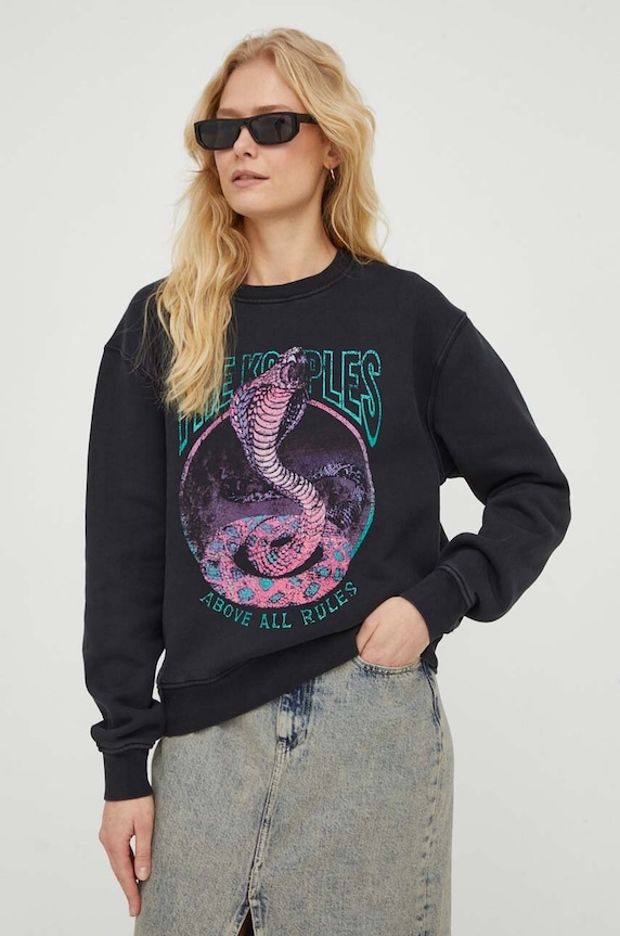 The Kooples bluza bawełniana nadruk czarny FSWE27062K