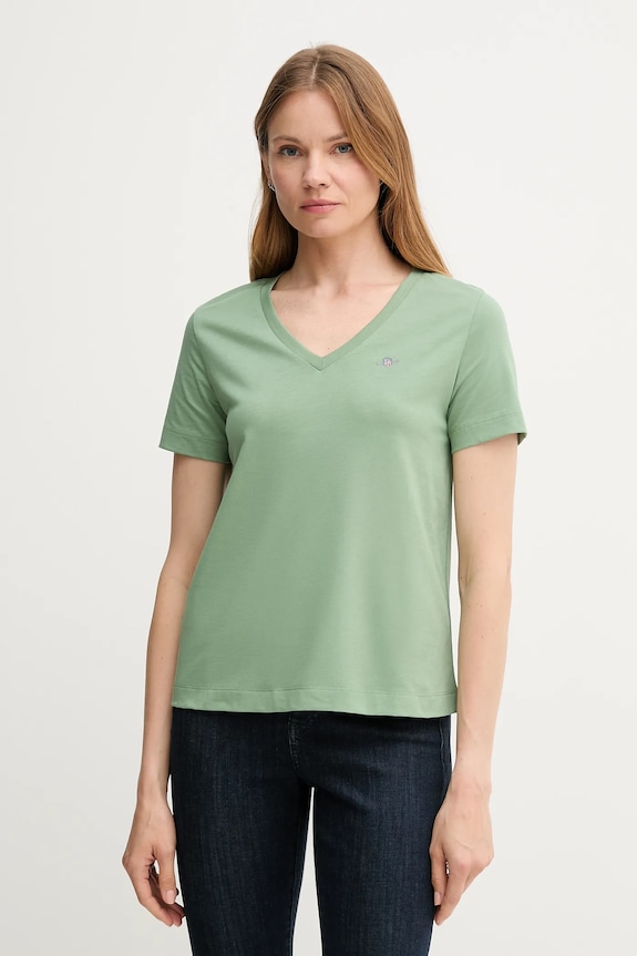 Gant t-shirt γυναικείο βαμβακερό πράσινο 4200750