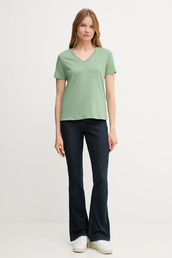 Gant t-shirt γυναικείο βαμβακερό 4200750 πράσινο SS26
