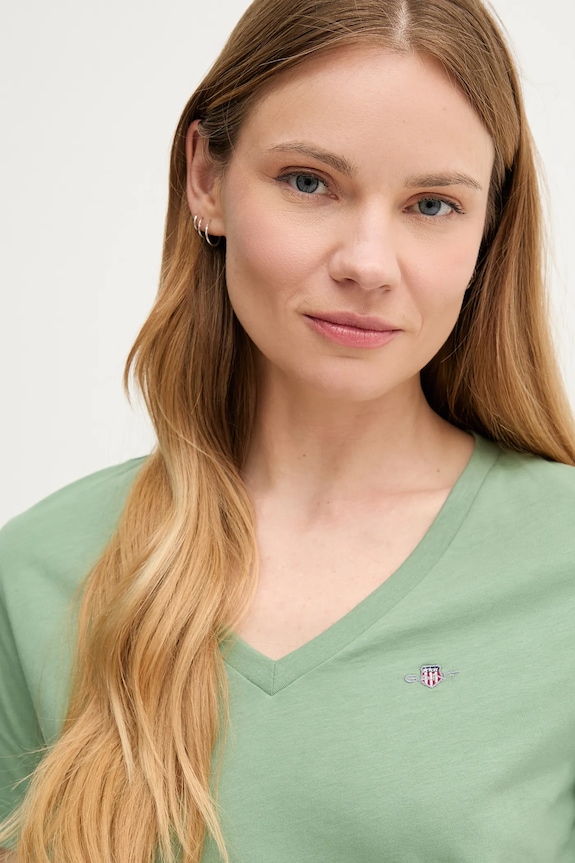 Gant t-shirt γυναικείο βαμβακερό πράσινο 4200750