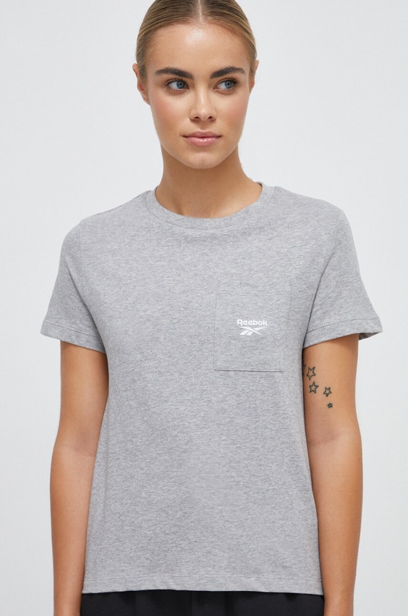 Reebok t-shirt bawełniany bawełna szary 100037556