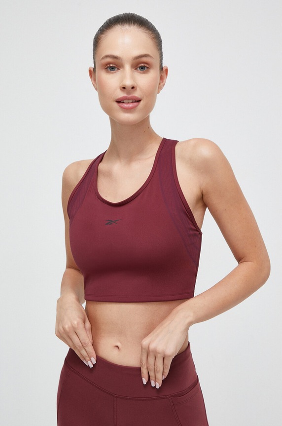 Reebok top treningowy Lux Perform z elastanem bordowy 100035420