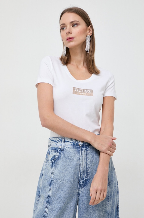 Tričko Guess nášivka béžová W4RI33.J1314
