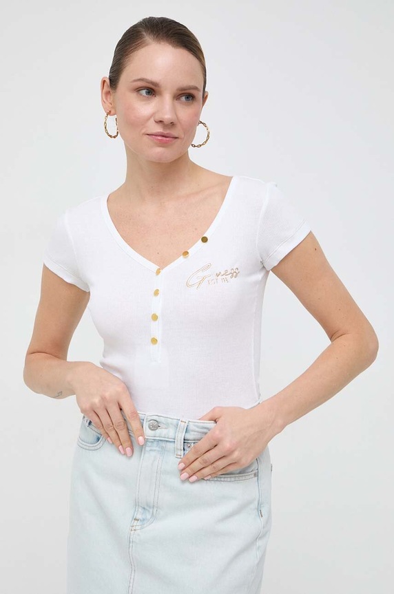 Tričko Guess HENLEY OLYMPIA biela W4RP47.K1814