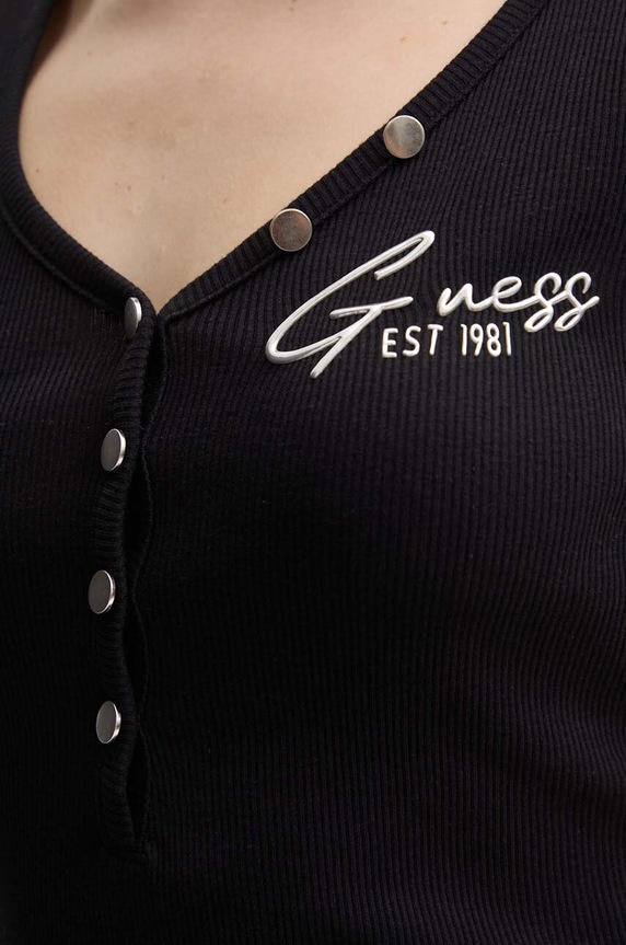 Tričko Guess HENLEY OLYMPIA W4RP47.K1814 čierna