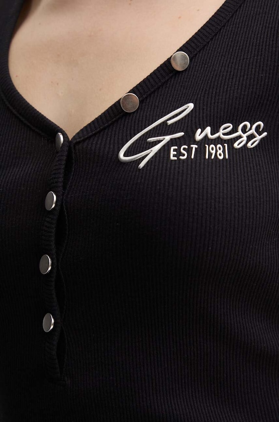 Tričko Guess HENLEY OLYMPIA W4RP47.K1814 čierna