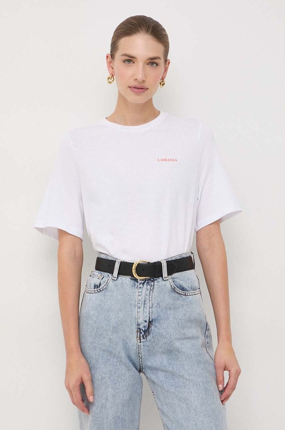 La Mania t-shirt bawełniany nadruk biały BONI.2