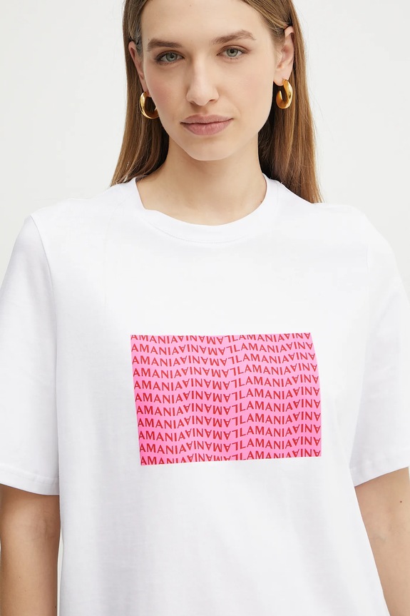 La Mania t-shirt bawełniany biały SIGNATURE.2