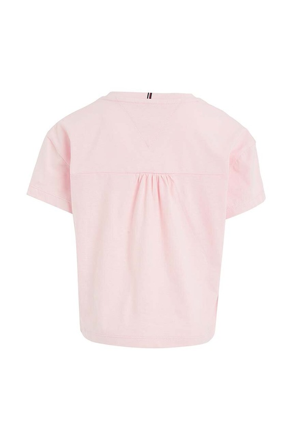 Dziewczynka Tommy Hilfiger t-shirt bawełniany dziecięcy KG0KG07437.128.176.9BYX różowy