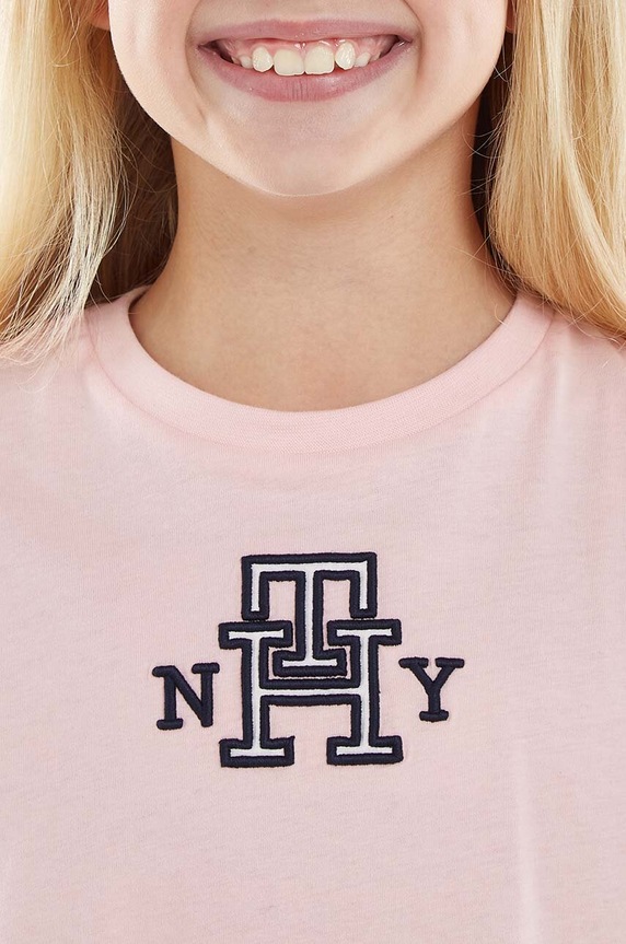 Tommy Hilfiger t-shirt bawełniany dziecięcy KG0KG07437.128.176.9BYX różowy