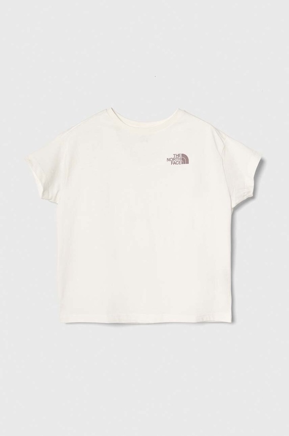 Dětské bavlněné tričko The North Face G VERTICAL LINE S/S TEE kulatý bílá NF0A854R