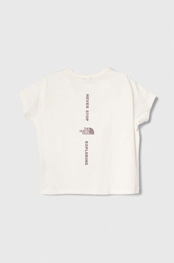 Dětské bavlněné tričko The North Face G VERTICAL LINE S/S TEE NF0A854R bílá AW23