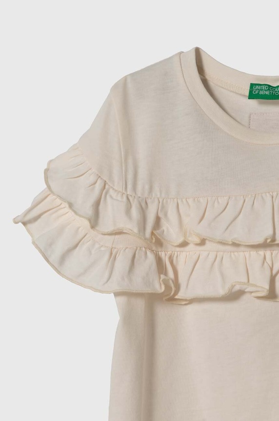 DÍVKA Dětské bavlněné tričko United Colors of Benetton 3096G10CA.P.SEASONAL béžová
