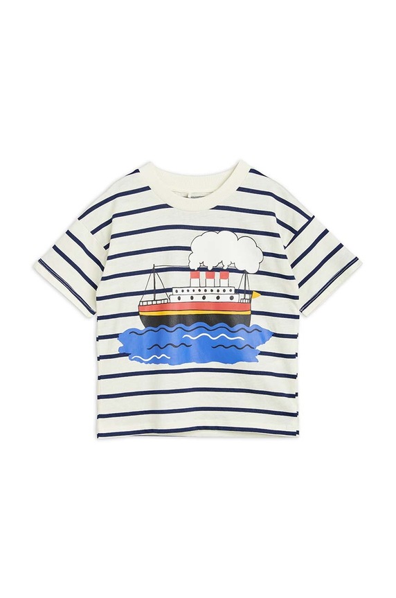 Παιδικό βαμβακερό μπλουζάκι Mini Rodini 2362012560 λευκό AW23