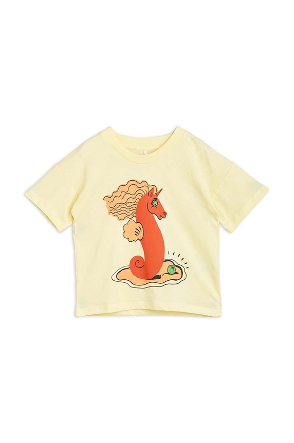 Mini Rodini t-shirt bawełniany dziecięcy nadruk żółty 2362013723
