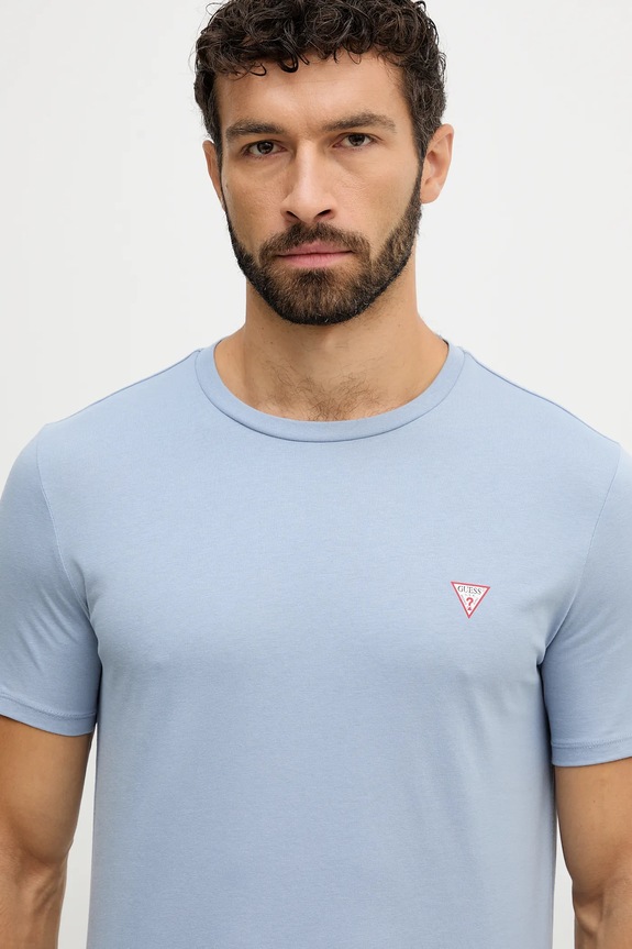 Хлопковая футболка Guess голубой M2YI36.I3Z14