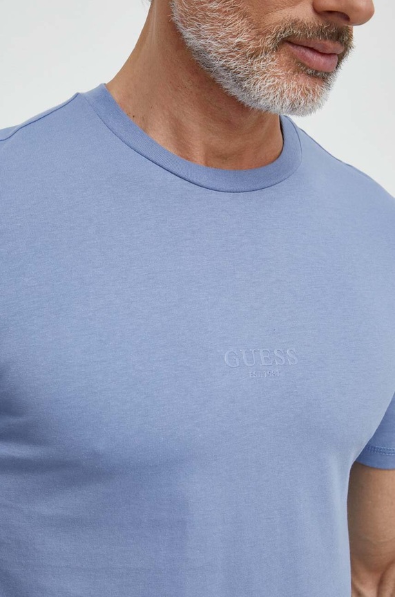 Guess t-shirt bawełniany AIDY niebieski M2YI72.I3Z14