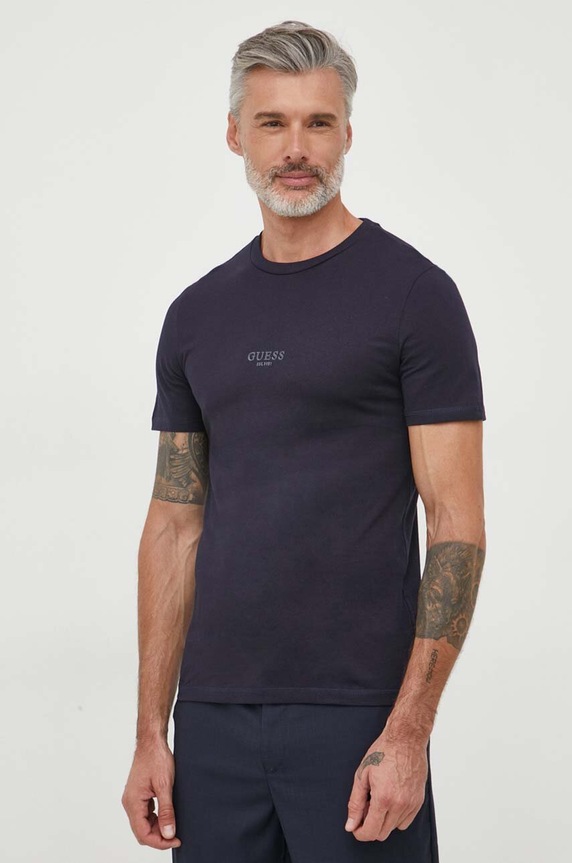 Guess t-shirt bawełniany AIDY granatowy M2YI72.I3Z14