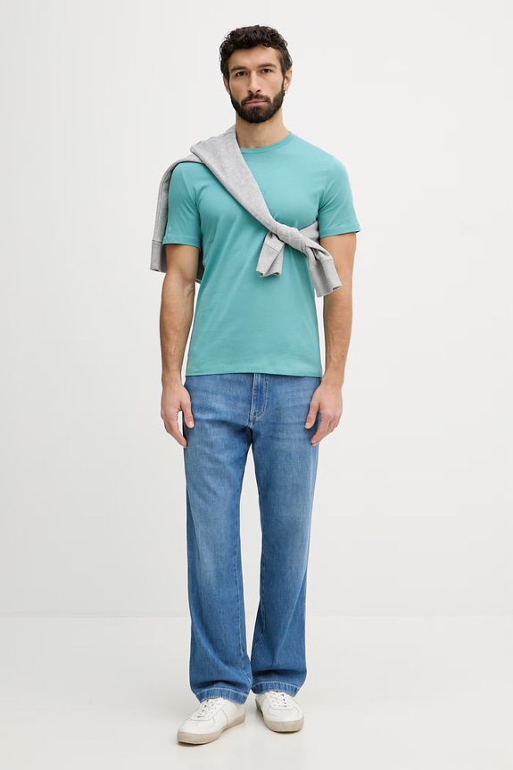 Guess t-shirt bawełniany AIDY M2YI72.I3Z14 turkusowy SS26