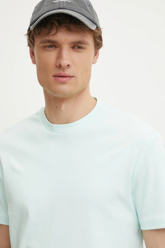 Bavlnené tričko Calvin Klein tyrkysová K10K109894