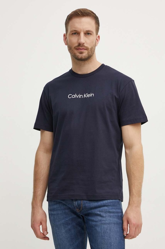 Βαμβακερό μπλουζάκι Calvin Klein σκούρο μπλε K10K111346