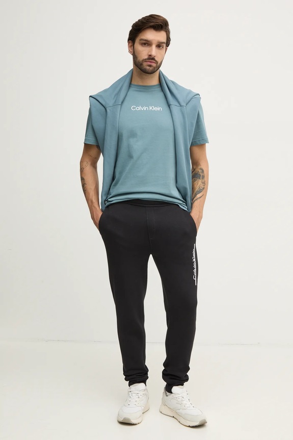 Bavlněné tričko Calvin Klein K10K111346 tyrkysová AA00