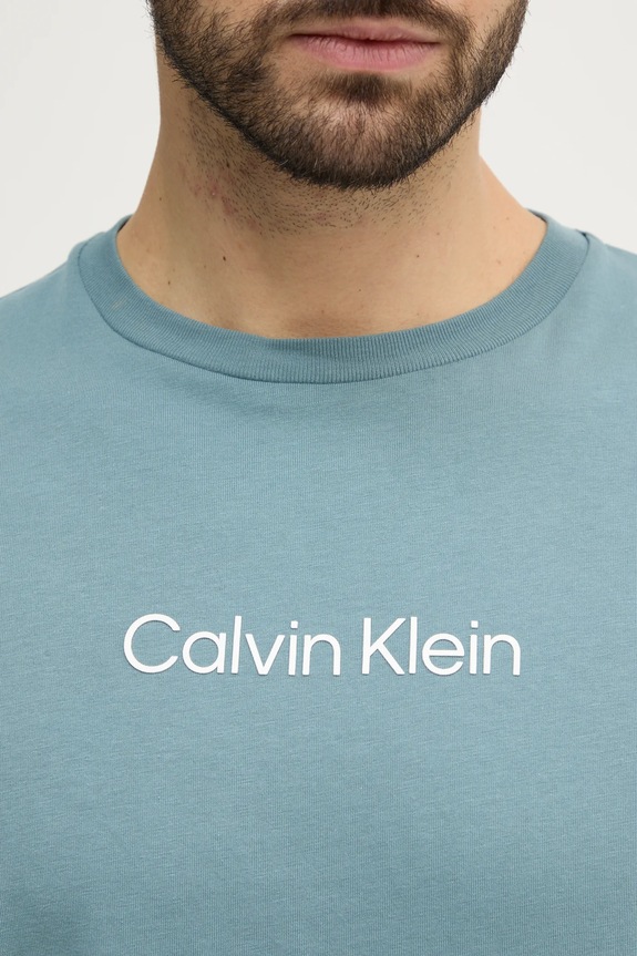 Bavlněné tričko Calvin Klein K10K111346 tyrkysová