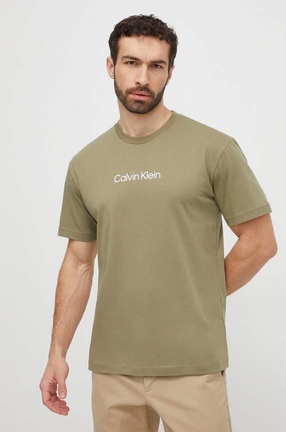 Calvin Klein t-shirt bawełniany nadruk zielony K10K111346