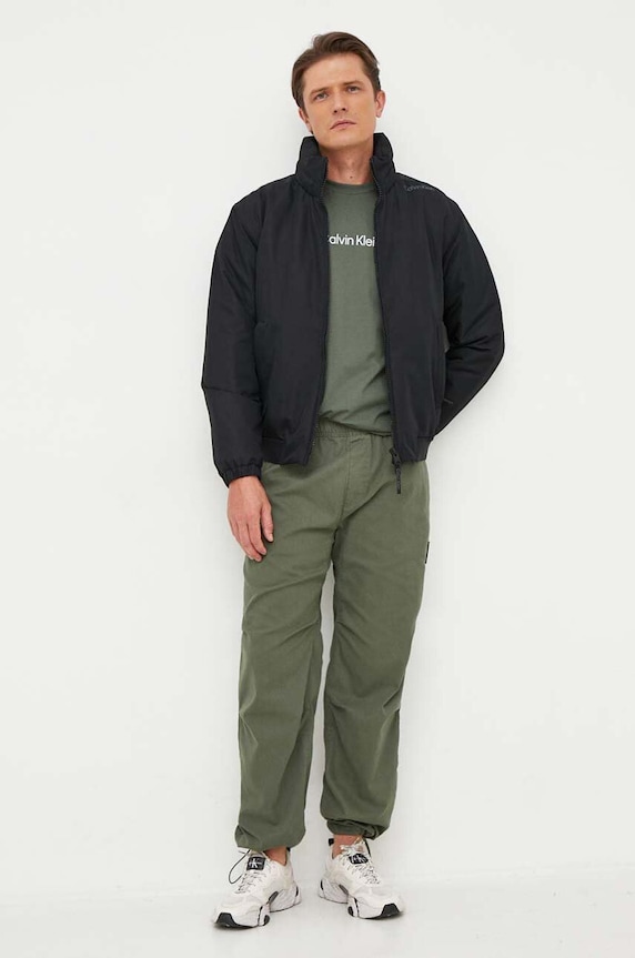 Памучна тениска Calvin Klein K10K111346 зелен AA00