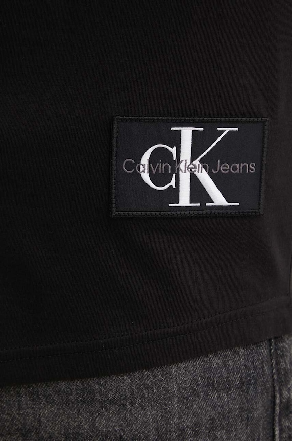 Βαμβακερό μπλουζάκι Calvin Klein Jeans μαύρο J30J323482
